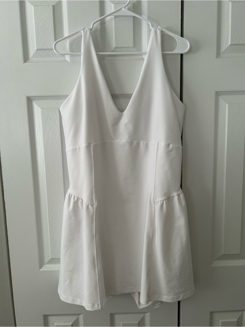 White V-Neck Tennis Dress